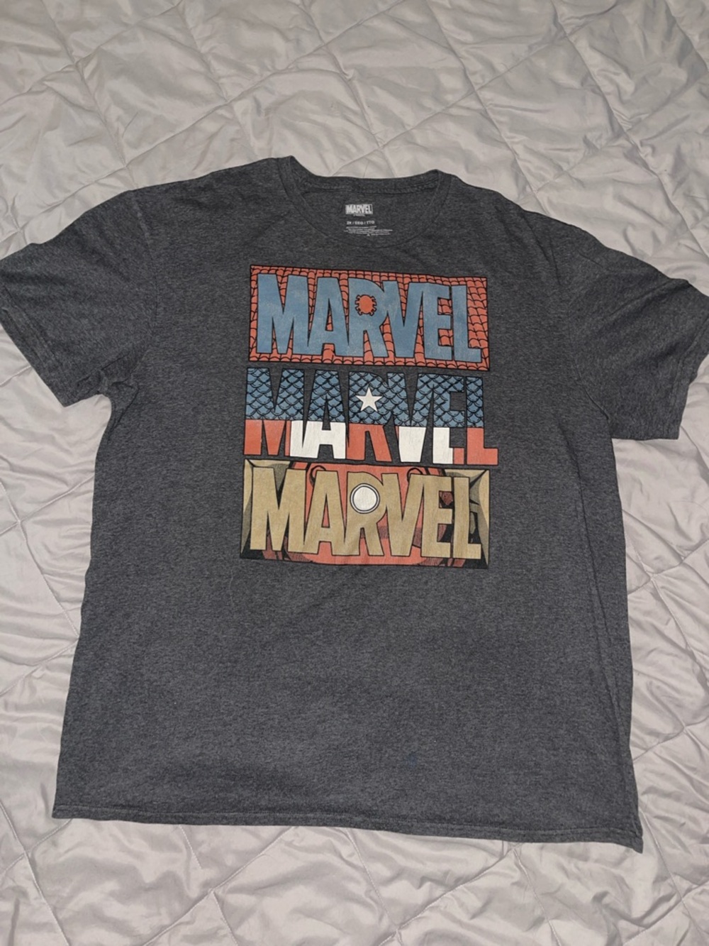 Marvel Graphic Tee 2X | Spider‑Man Captain America Iron Man Logo Shirt